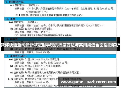 教你快速查阅最新欧冠射手榜的权威方法与实用渠道全面指南解析 教你快速查阅最新欧冠射手榜的权威方法与实用渠道全面指南解析